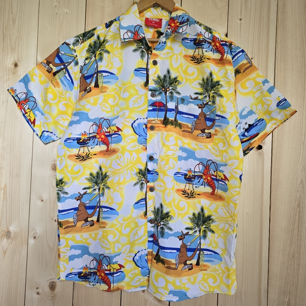 Lowes Short Sleeve Button Up Tropical Hawaiian Party Australlia Resort Mens Med